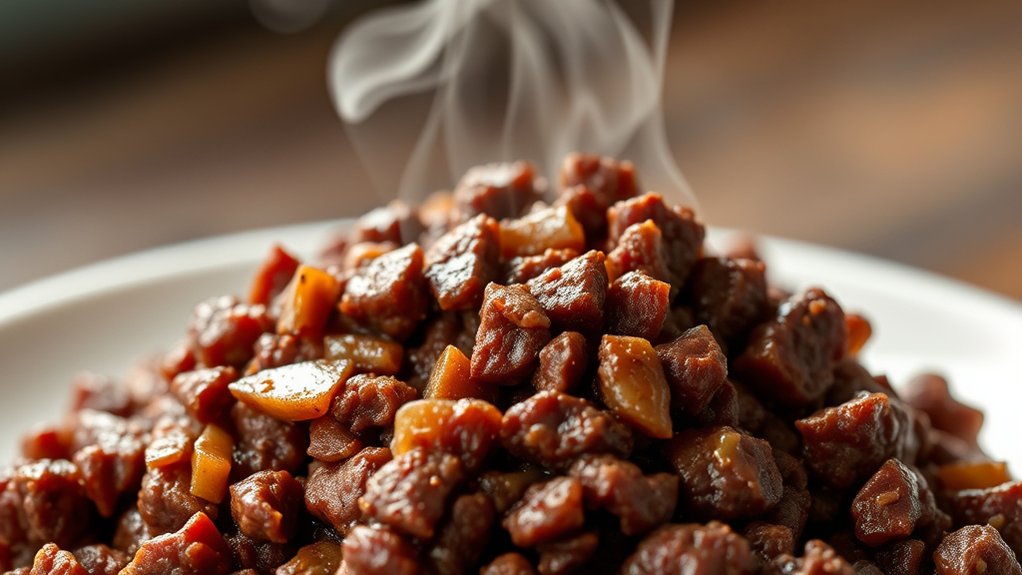 calories in cooked ground beef