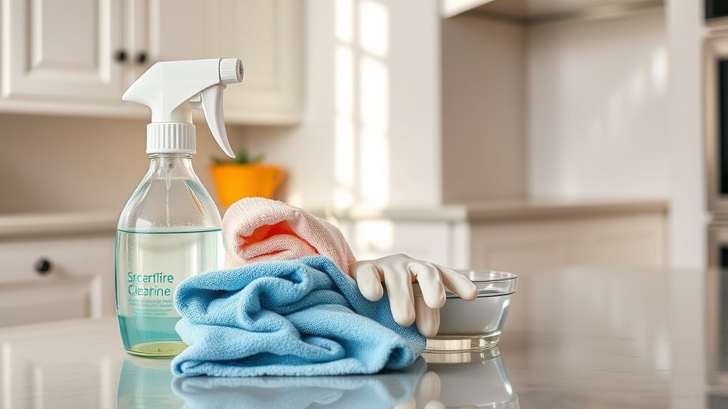 Clean Painted Kitchen Cabinets Safely in 7 Simple Steps 2 safe cleaning supplies gathered