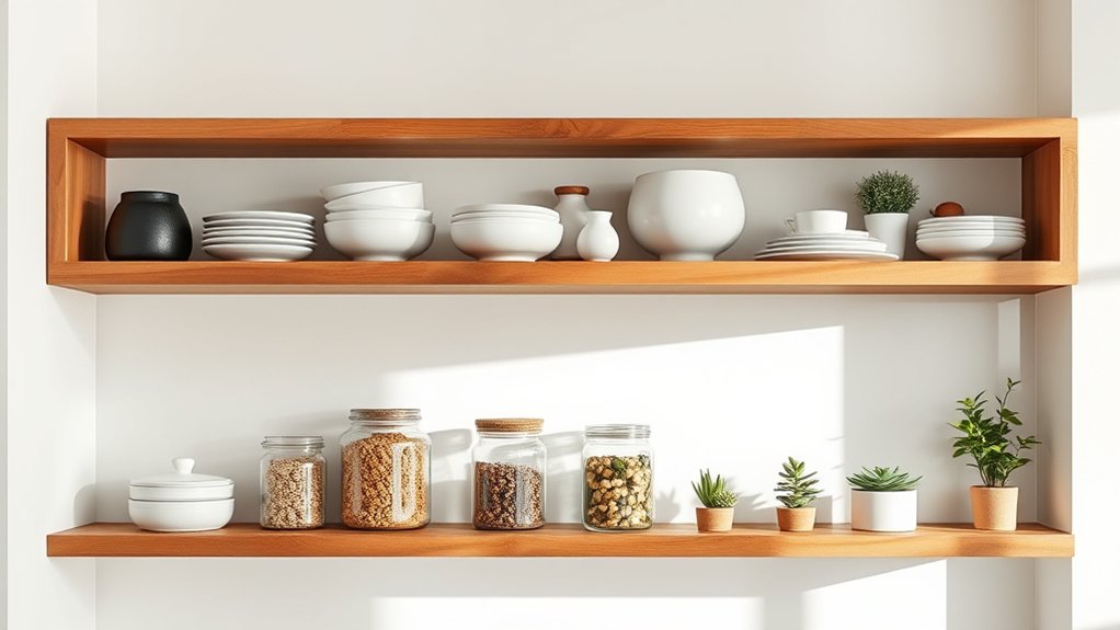 stylish open kitchen shelving yo71d